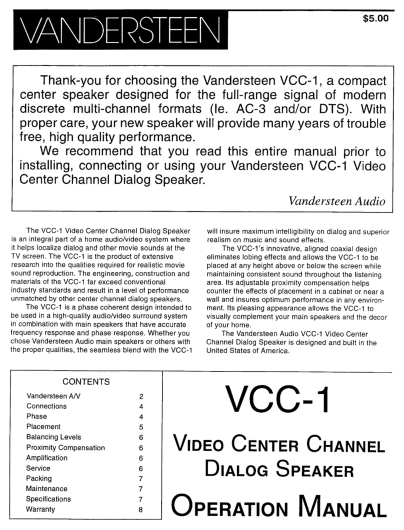 Vandersteen Audio VCC-1 User manual