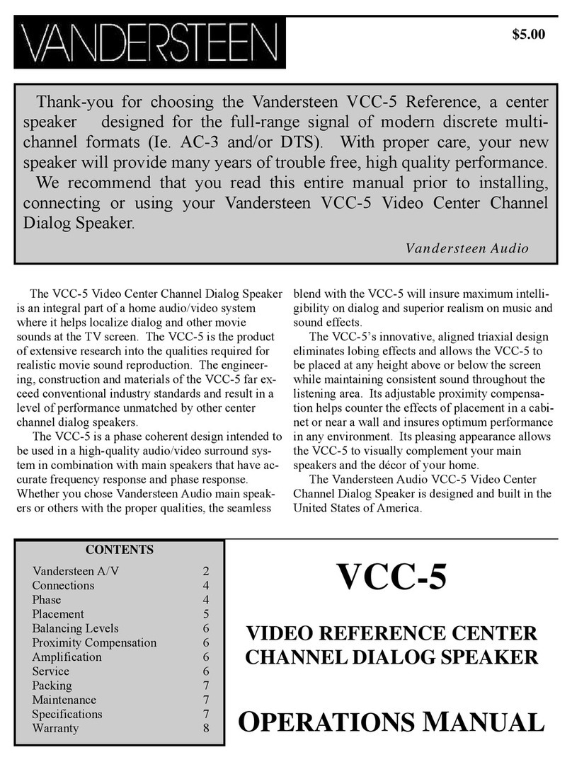 Vandersteen Audio VCC-5 Operation manual