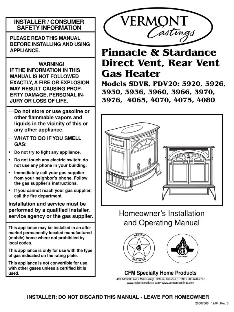 Vermont Castings 3926 Homeowner's installation and operating manual Vermont Castings 3926 Homeowner's installation and operating manual