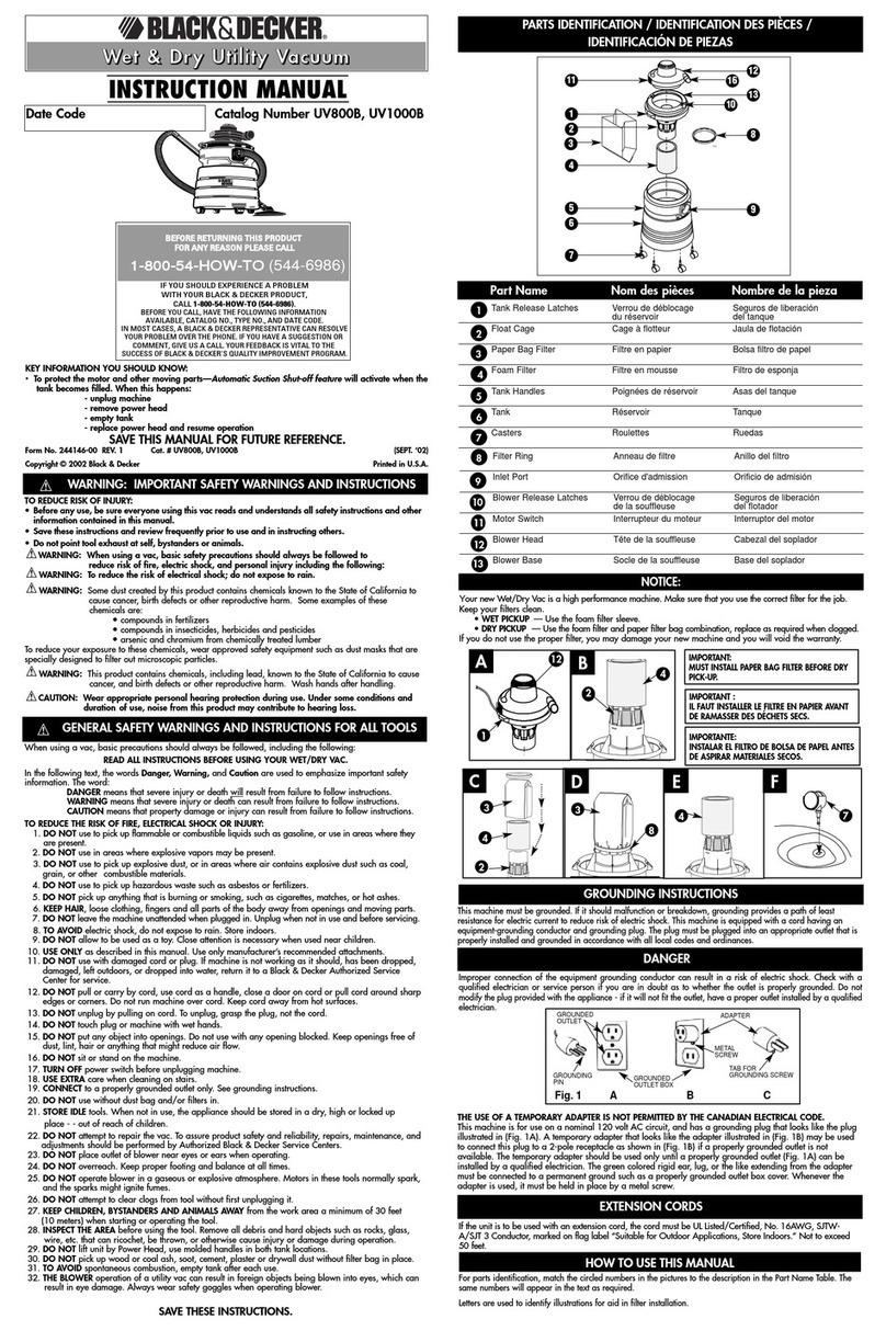 Black & Decker UV800B instruction manual