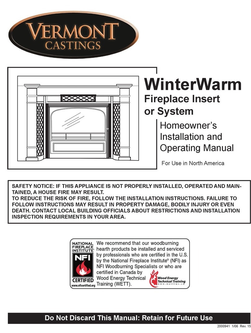 Vermont Castings WinterWarm Fireplace Insert or System Installation and operating manual