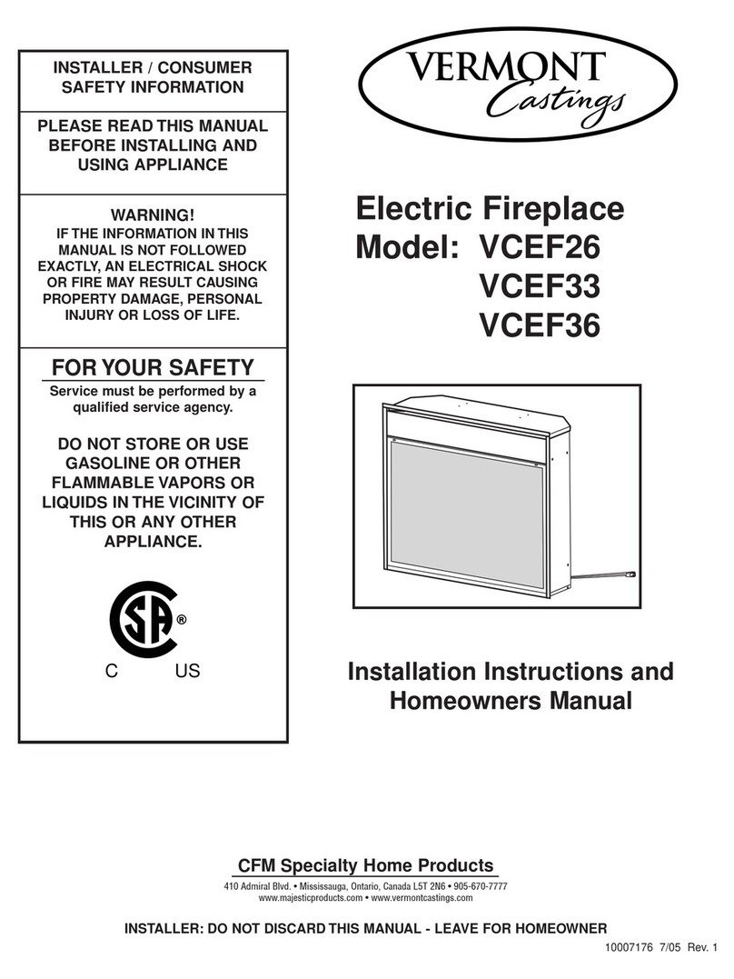 Vermont Castings VCEF26 Installation instructions and homeowner's manual