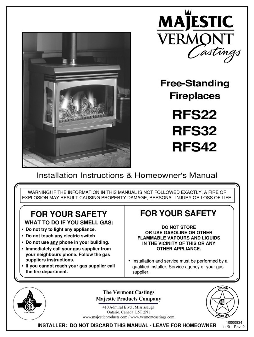 Vermont Castings RFS22 Installation instructions & homeowner's manual