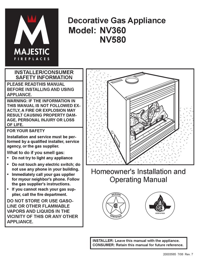 Majestic fireplaces NV360 Series Homeowner's installation and operating manual