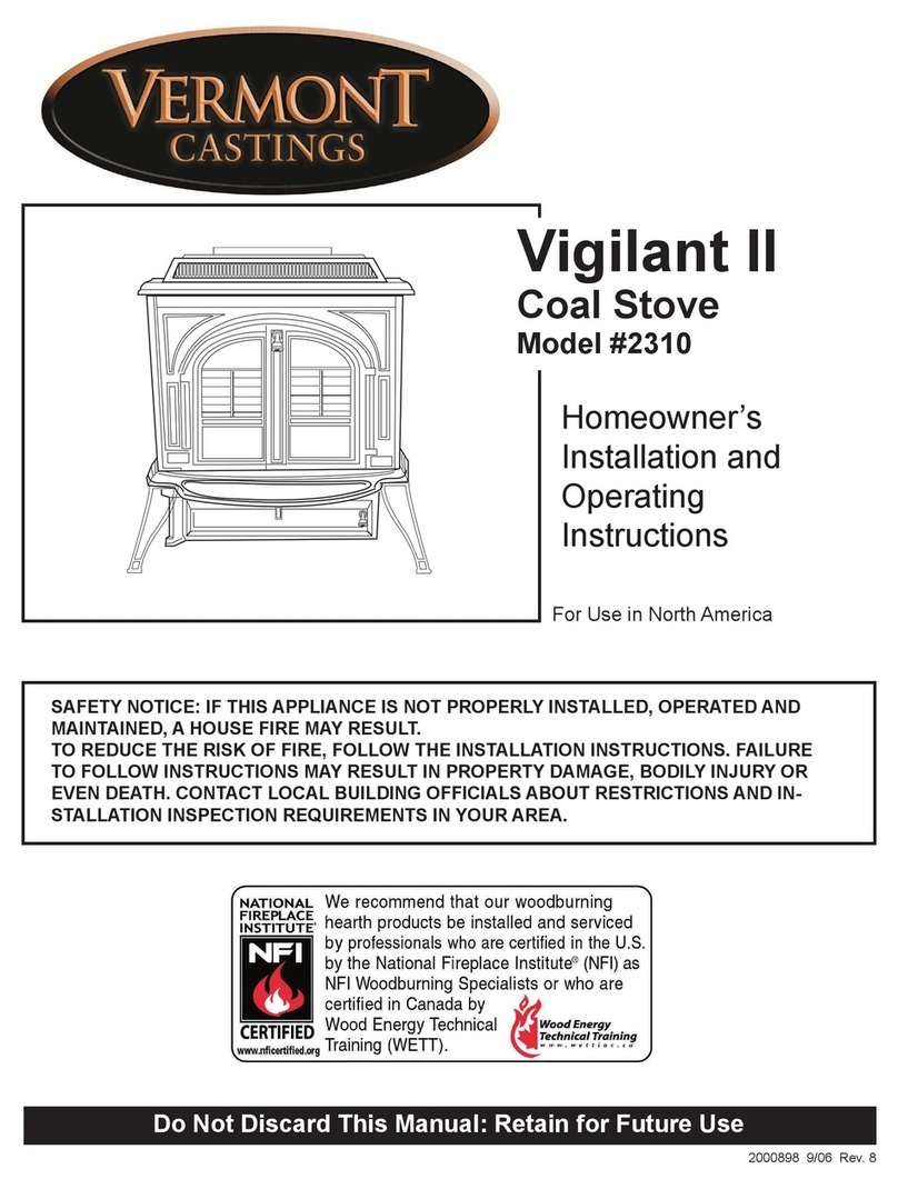 Vermont Castings Vigilant II 2310 Homeowner's installation and operating instructions