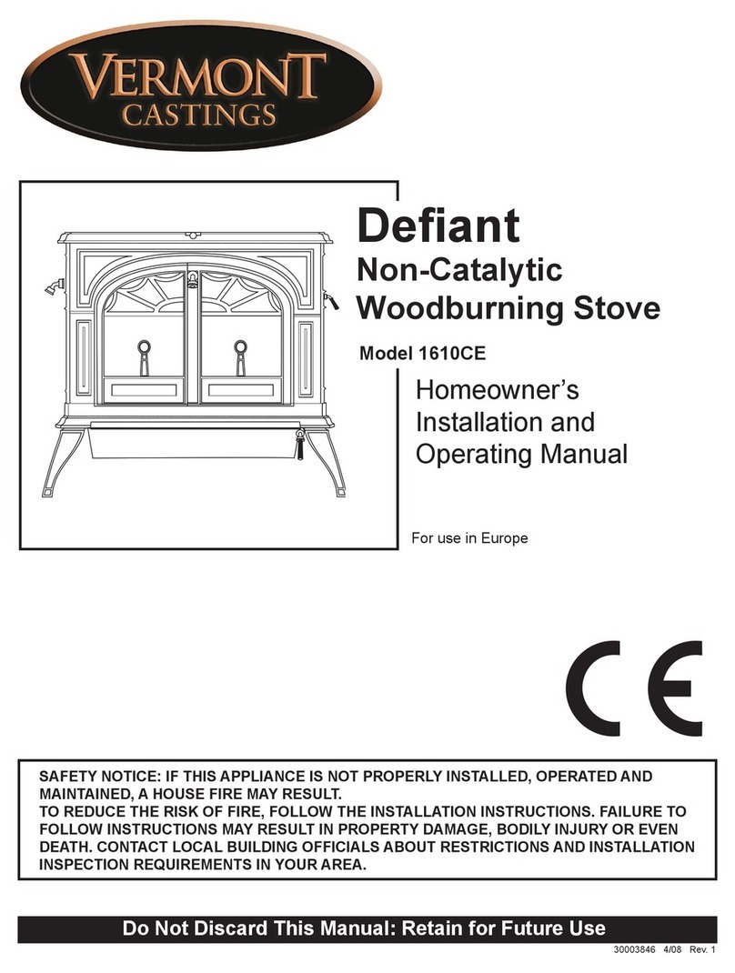 Vermont Castings Defiant 1610CE Homeowner's installation and operating manual