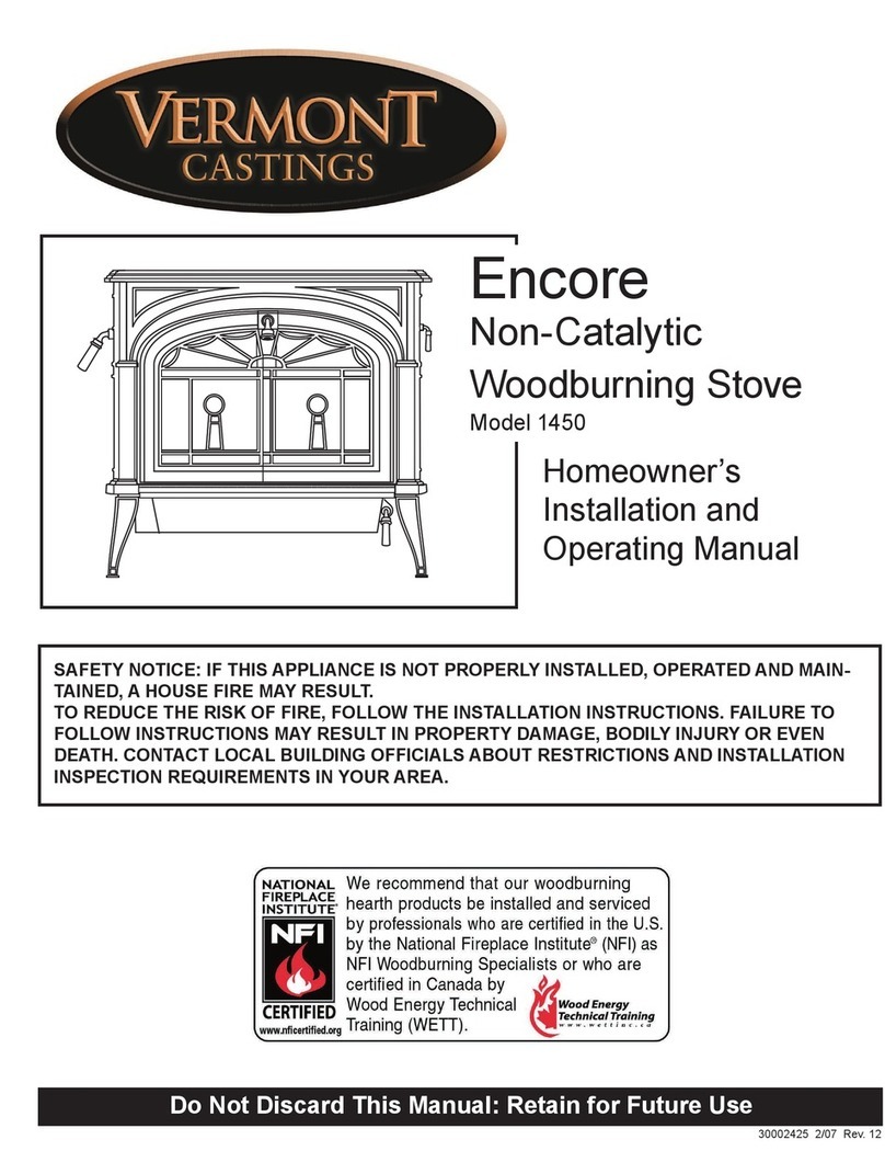 Vermont Castings Encore 1450 Homeowner's installation and operating manual Vermont Castings Encore 1450 Homeowner's installation and operating manual