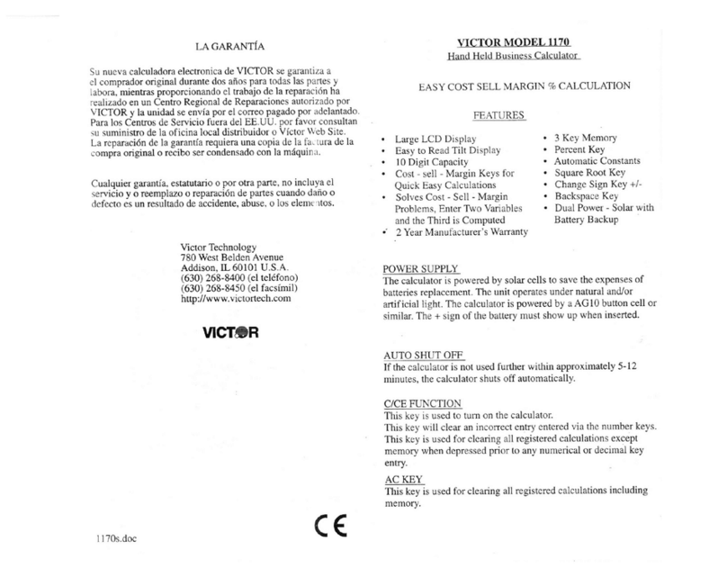 Victor 1170 User manual