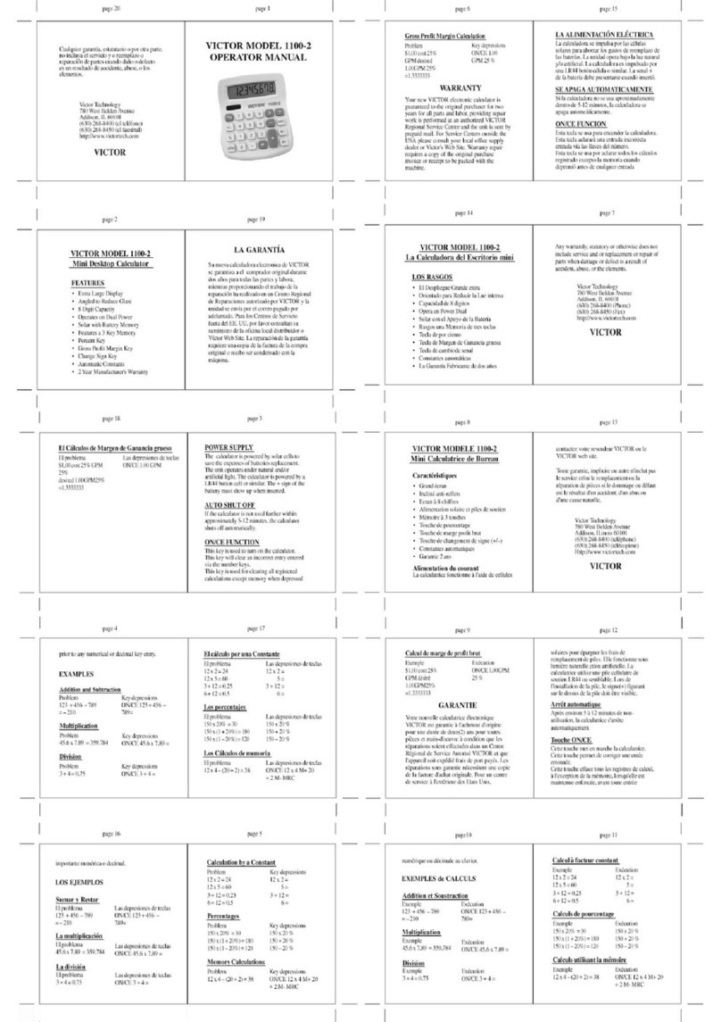 Victor 1100-2 Operator's manual