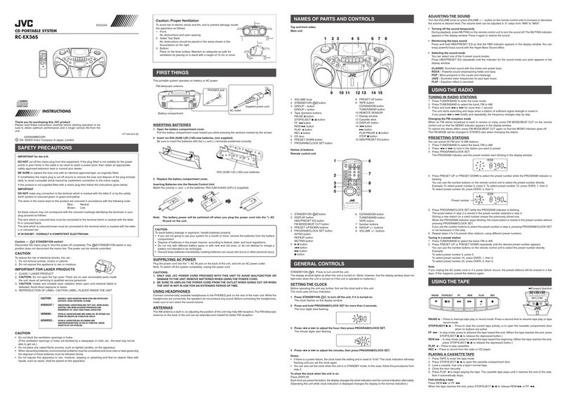 JVC CD Portable System RC-EX36S User manual