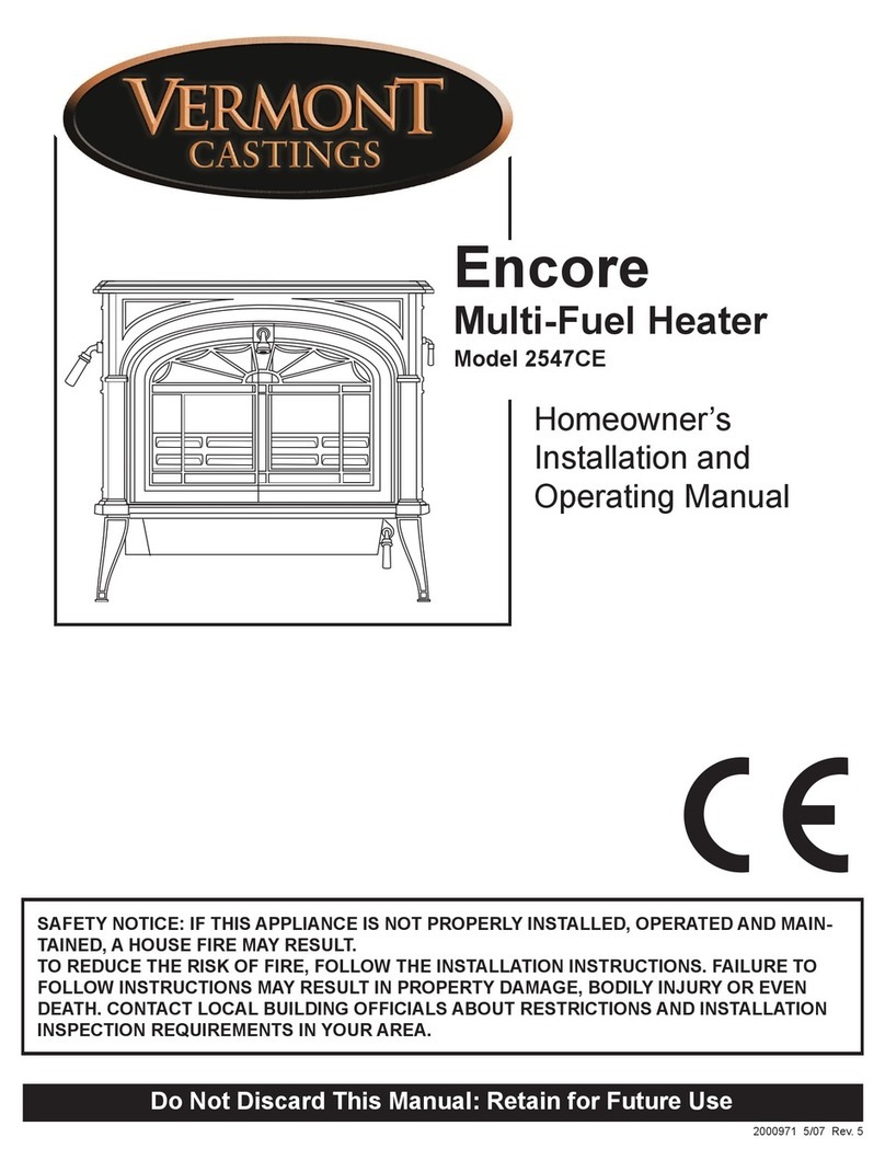 Vermont Castings Encore 2547CE Installation and operating manual Vermont Castings Encore 2547CE Installation and operating manual