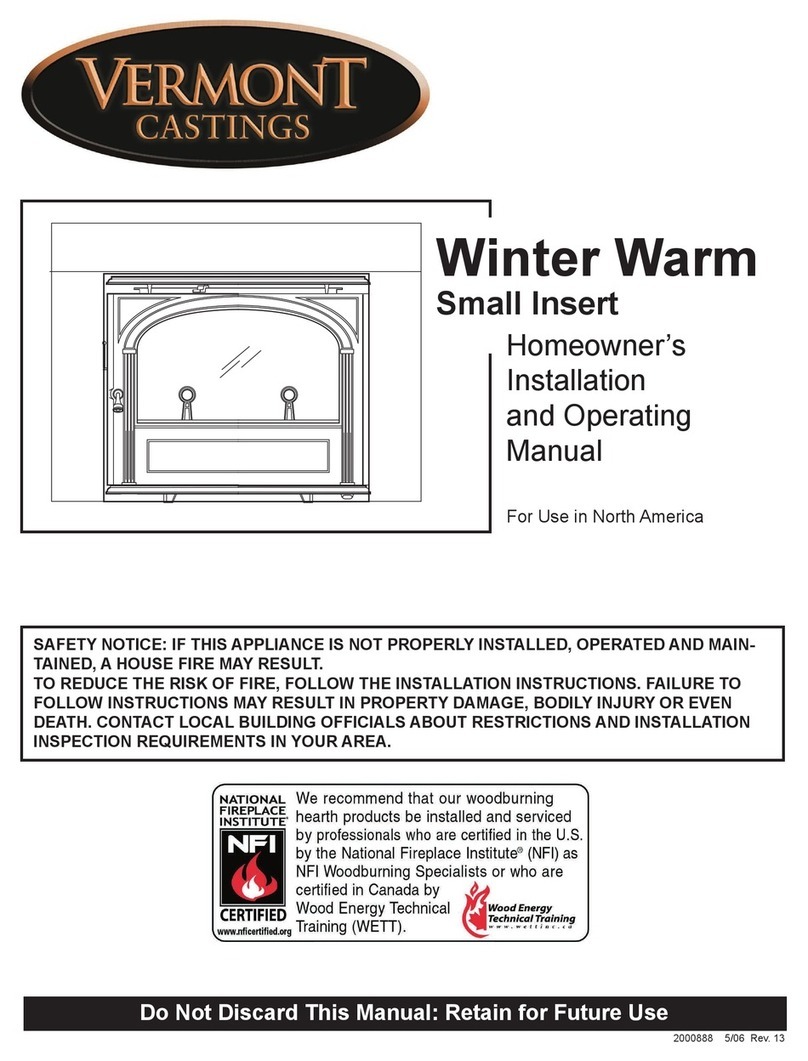 Vermont Castings WinterWarm Small Insert 2080 Installation and operating manual Vermont Castings WinterWarm Small Insert 2080 Installation and operating manual