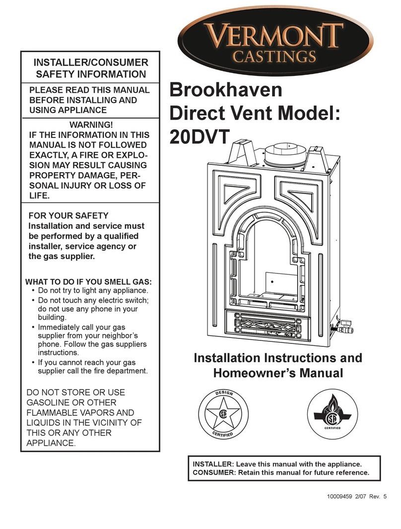 Vermont Castings Brookhaven 20DVT Installation instructions and homeowner's manual Vermont Castings Brookhaven 20DVT Installation instructions and homeowner's manual