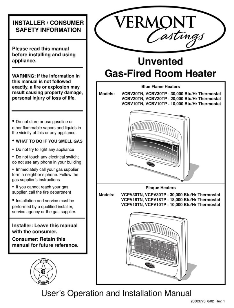 Vermont Castings VCBV10TN Operation and installation manual