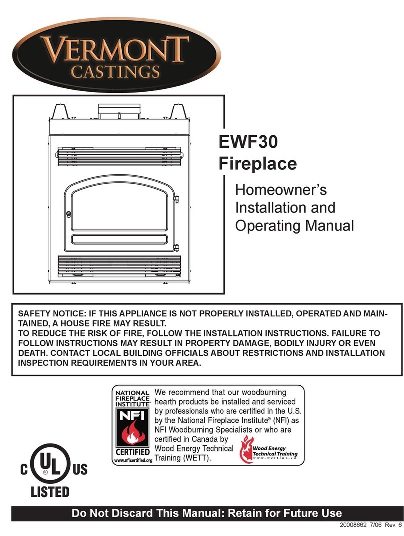 Vermont Castings EWF30 Homeowner's installation and operating manual