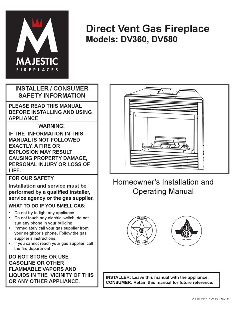 Majestic fireplaces DV580 Installation and operating manual
