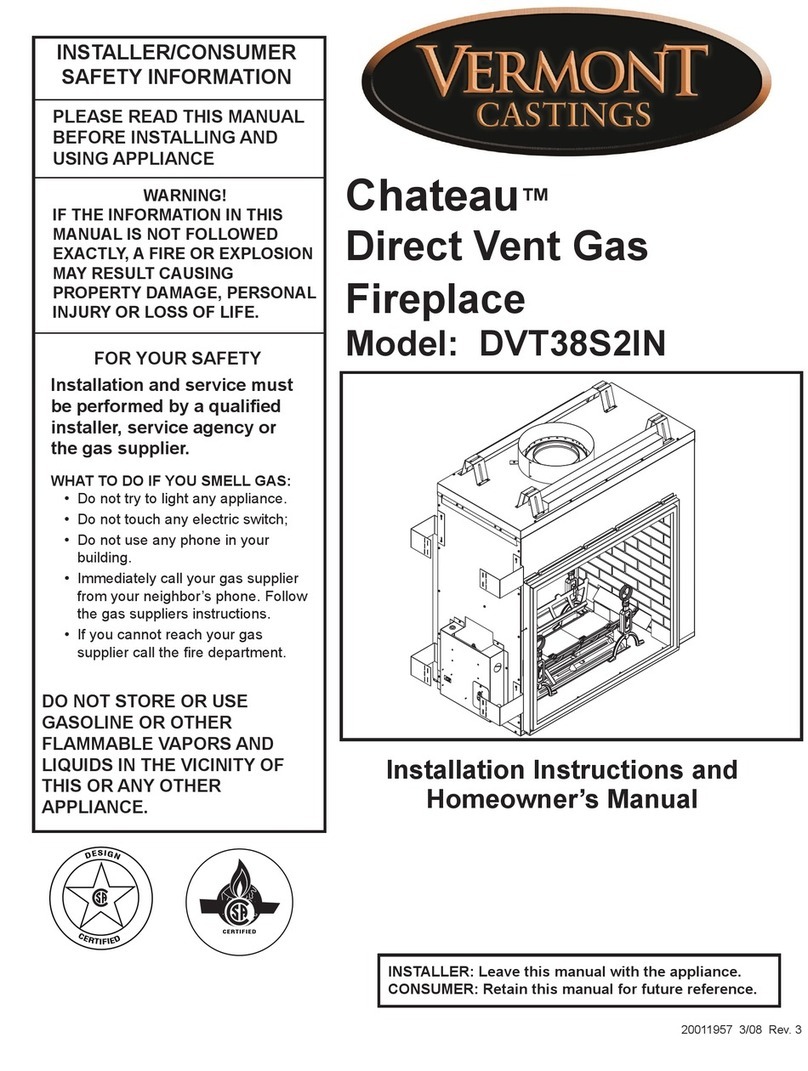 Vermont Castings ChateauTM DTV38s2 Installation and homeowner's manual Vermont Castings ChateauTM DTV38s2 Installation and homeowner's manual