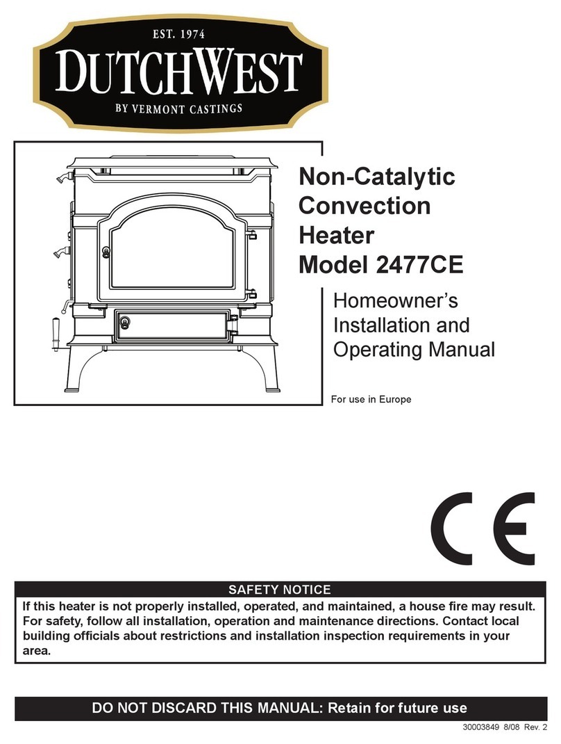 Vermont Castings Non-Catalytic Convection Heater 2477CE Installation and operating manual Vermont Castings Non-Catalytic Convection Heater 2477CE Installation and operating manual