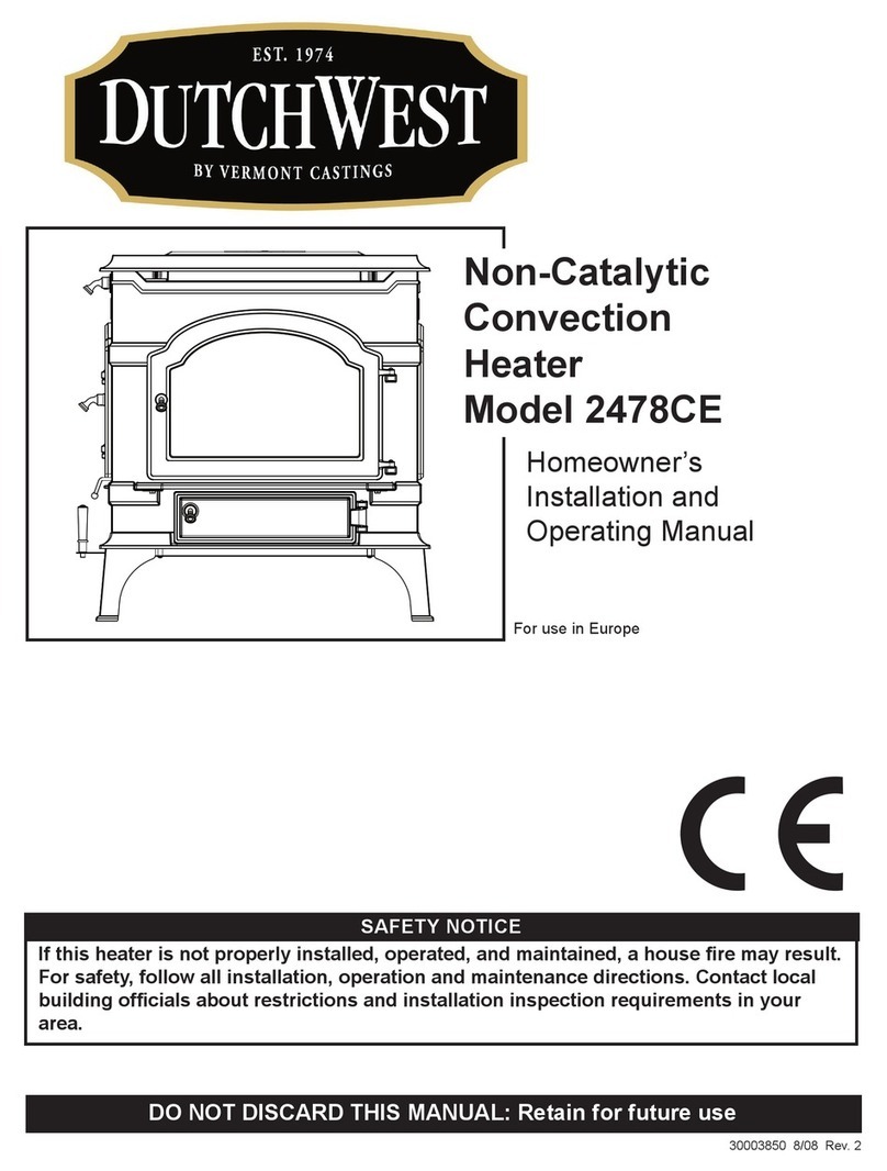 Vermont Castings Non-Catalytic Convection Heater 2478CE Installation and operating manual