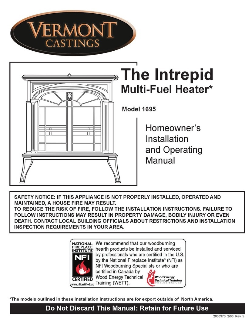 Vermont Castings Intrepid 1695 Installation and operating manual