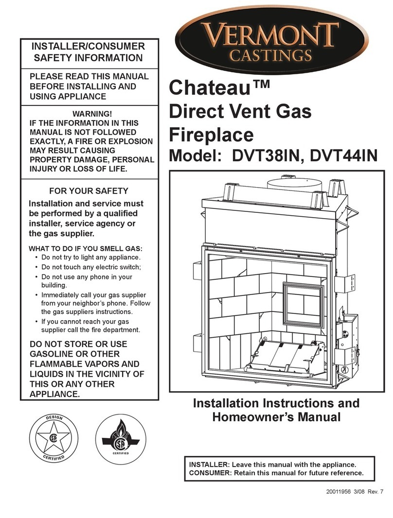 Vermont Castings ChateauTM DVT38IN Installation and homeowner's manual