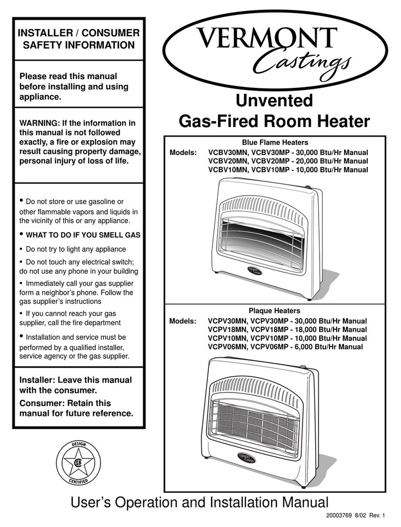 Vermont Castings VCBV10 Operation and installation manual