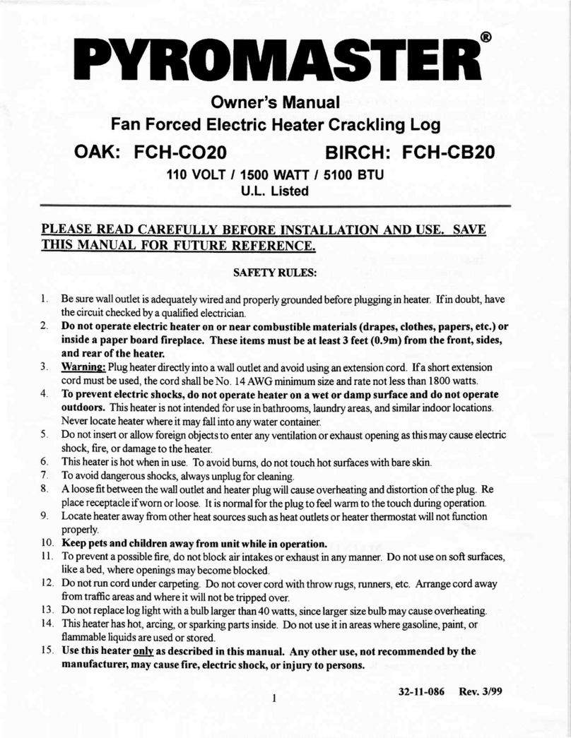 pyromaster FCH-CB2O owner's manual
