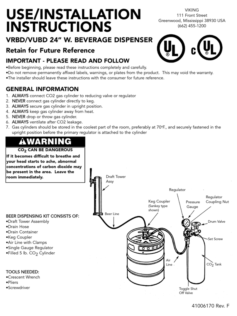 Viking VRBD/VUBD 24" W. BEVERAGE DISPENSER Use & installation instructions