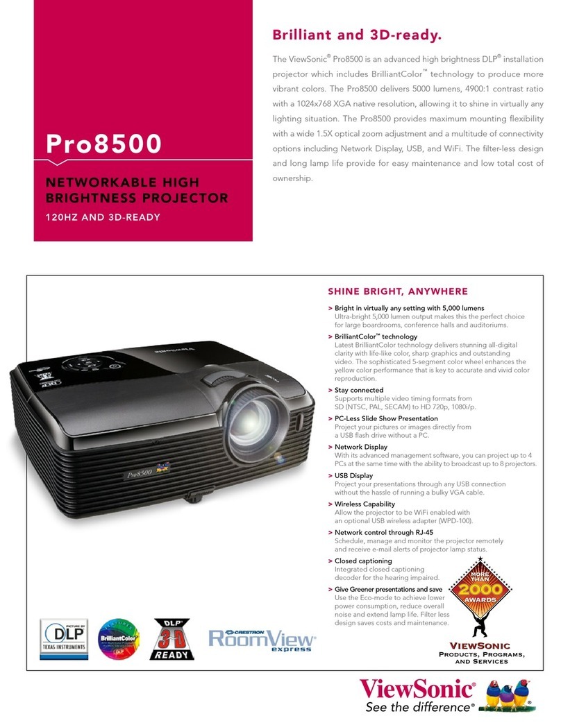 ViewSonic PRO8500 Specification sheet