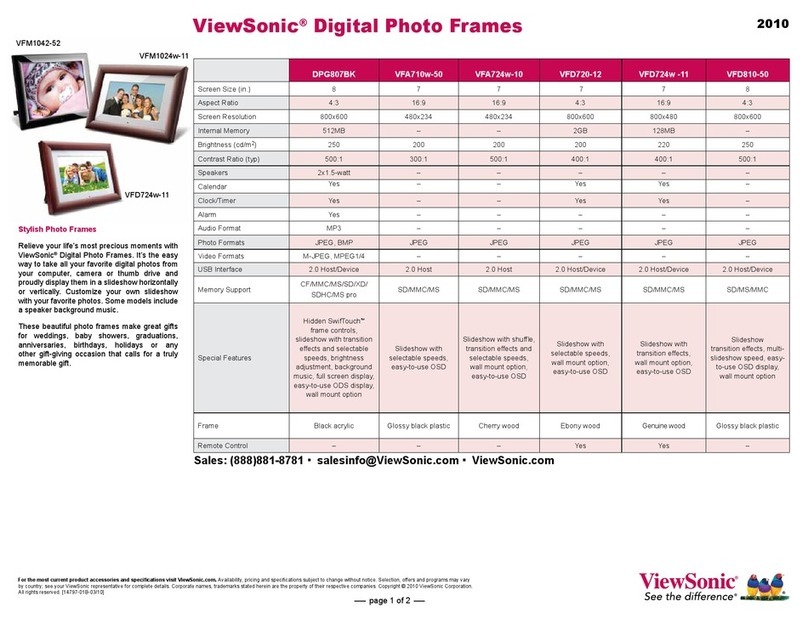 ViewSonic DPX704BK - Digital Photo Frame Comparison chart