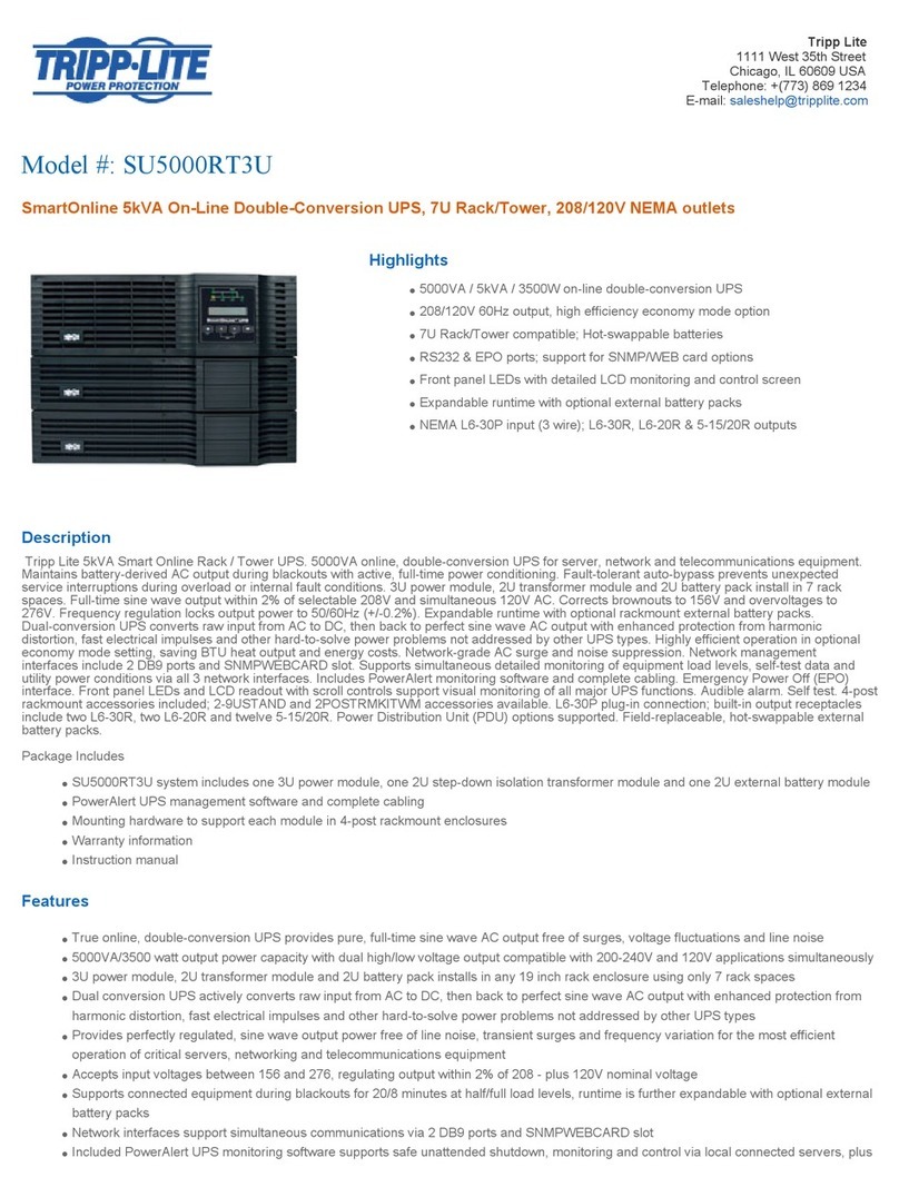Tripp Lite SmartOnline SU5000RT3U User manual