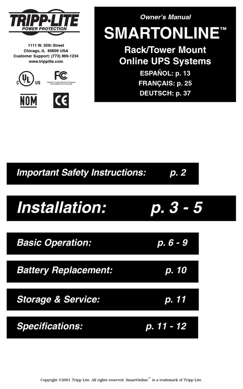 Tripp Lite SmartOnline SU1000RT2UHV User manual