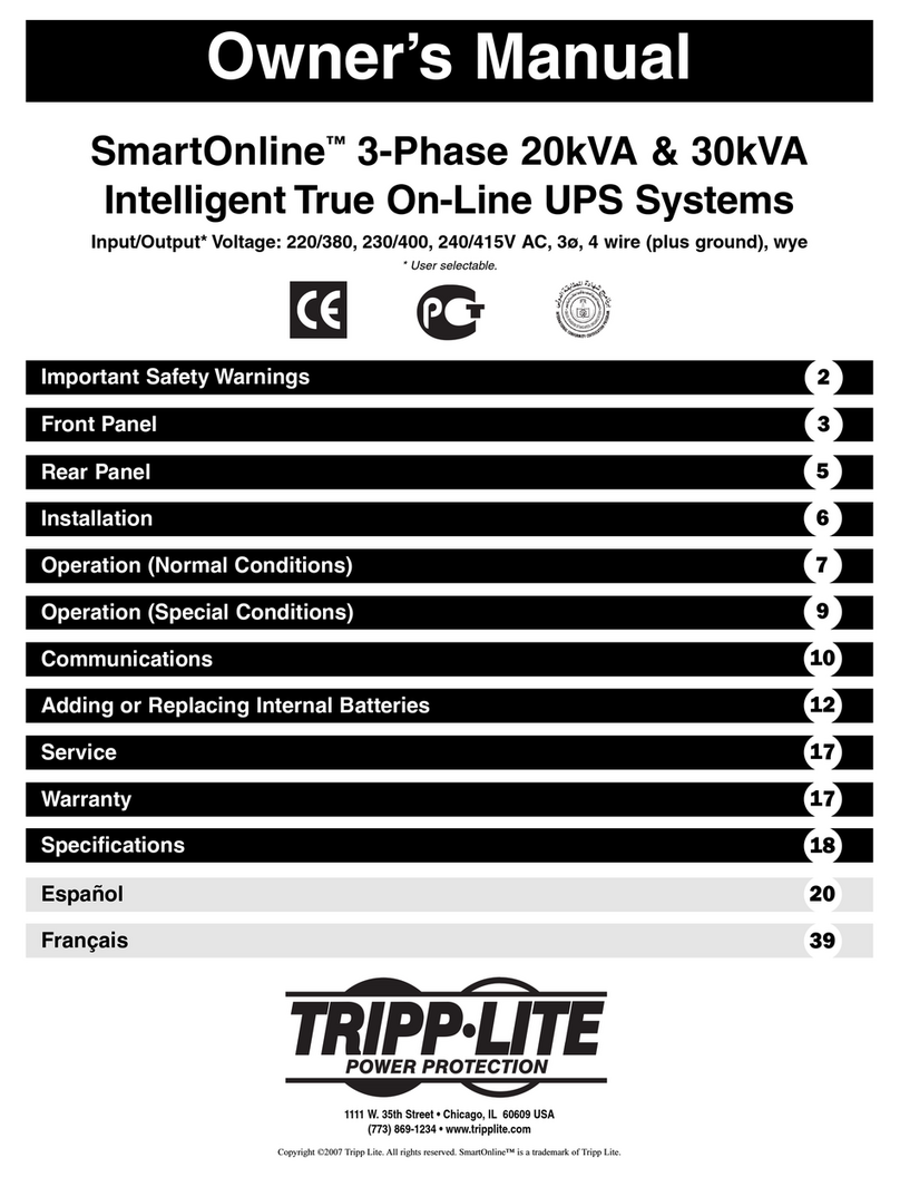 Tripp Lite SmartOnline 3-Phase 30kVA User manual
