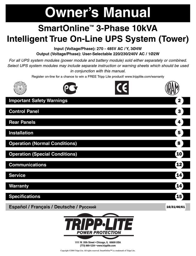 Tripp Lite SmartOnline 3-Phase 10kVA User manual