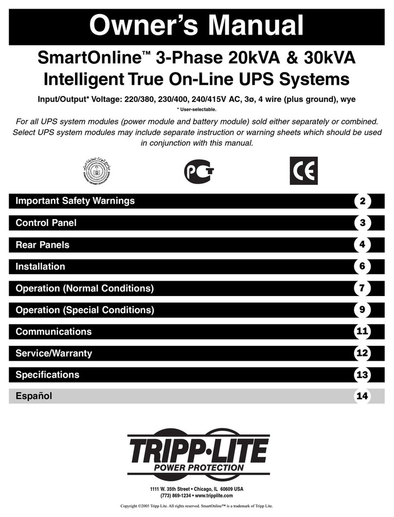 Tripp Lite SmartOnline 220/380 owner's manual