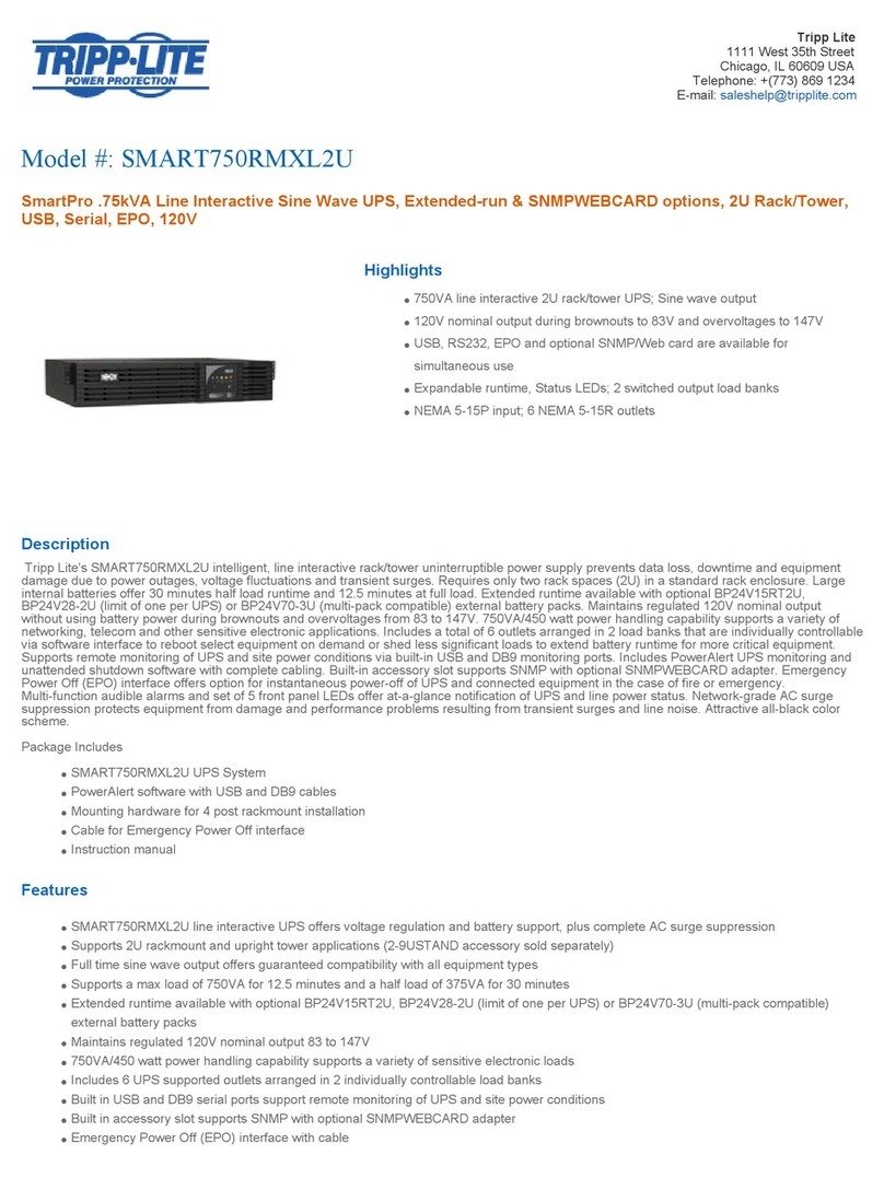 Tripp Lite SmartPro SMART750RMXL2U User manual