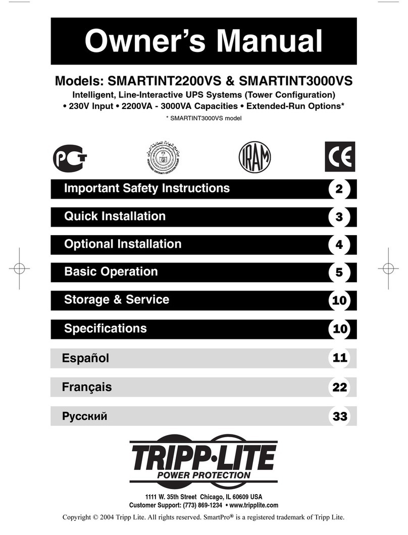 Tripp Lite SMARTINT3000VS User manual