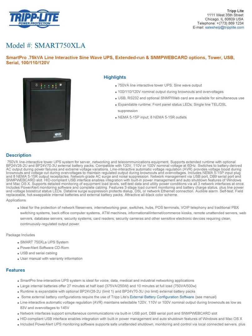 Tripp Lite SMART750XLA User manual