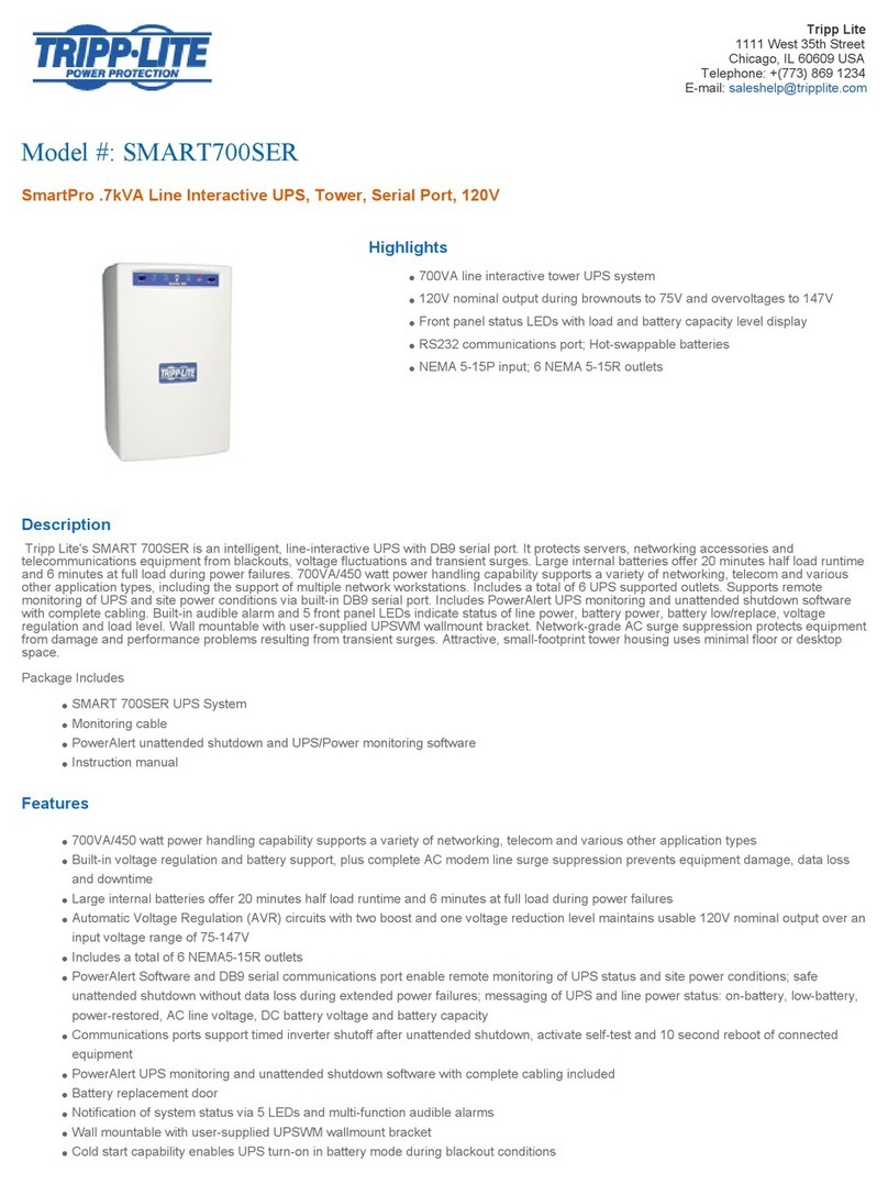 Tripp Lite SmartPro SMART700SER User manual Tripp Lite SmartPro SMART700SER User manual