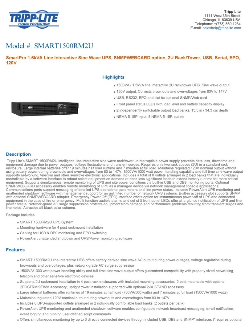 Tripp Lite SmartPro SMART1500RM2U User manual Tripp Lite SmartPro SMART1500RM2U User manual
