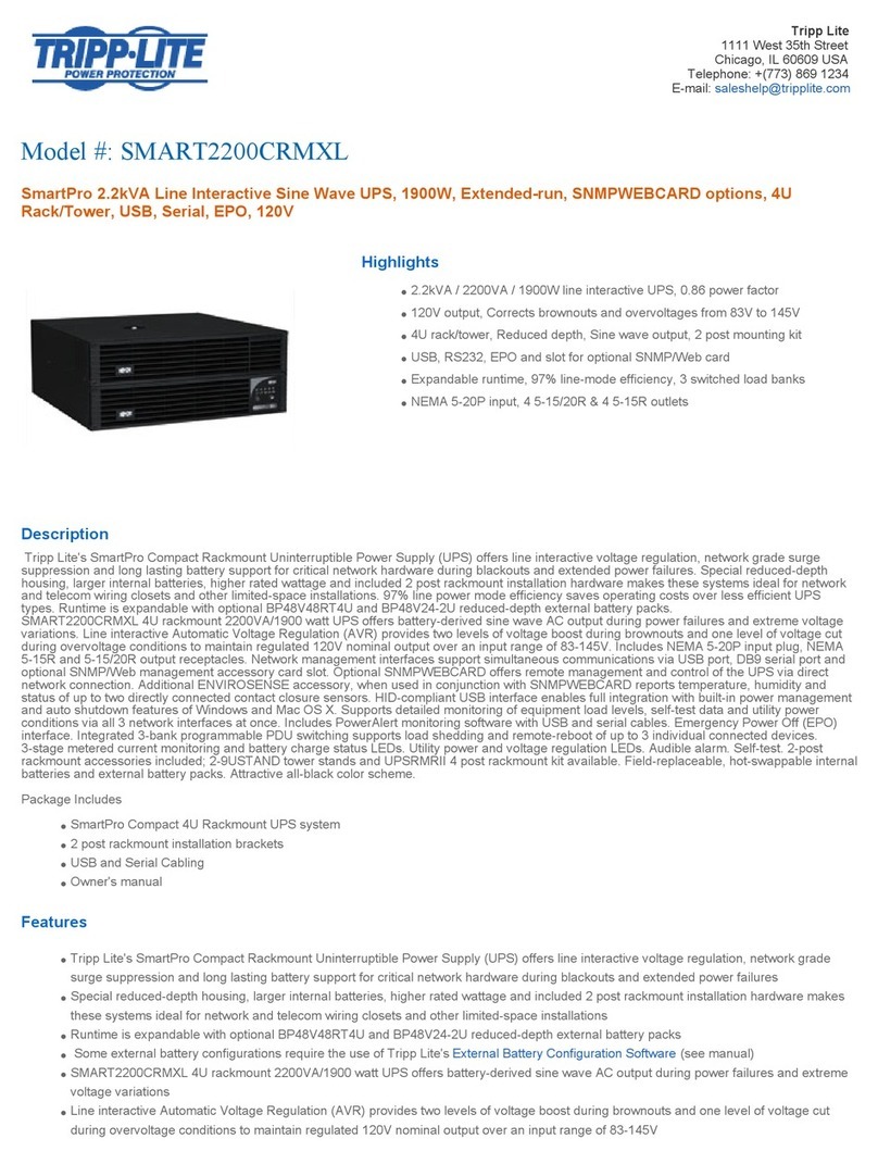 Tripp Lite SmartPro SMART2200CRMXL Specifications