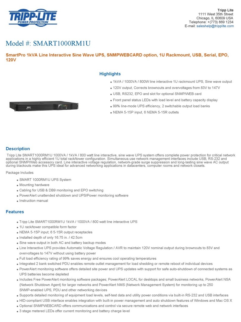 Tripp Lite SmartPro SMART1000RM1U User manual