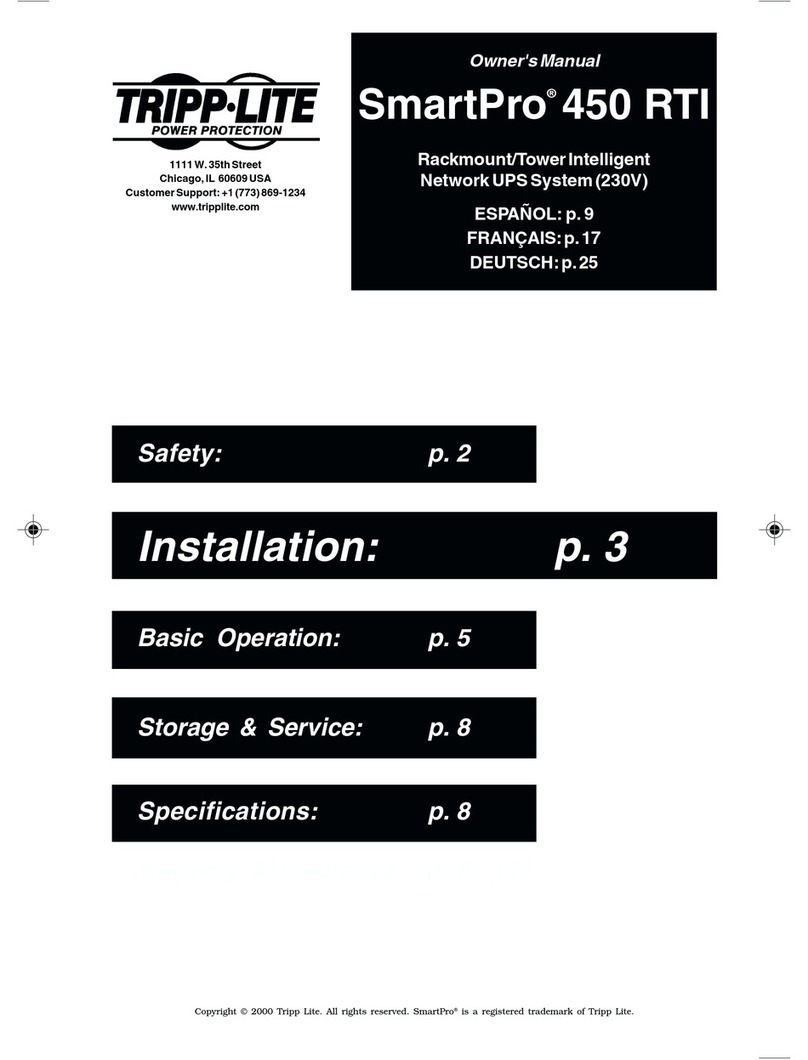 Tripp Lite SmartPro 450 RTI owner's manual