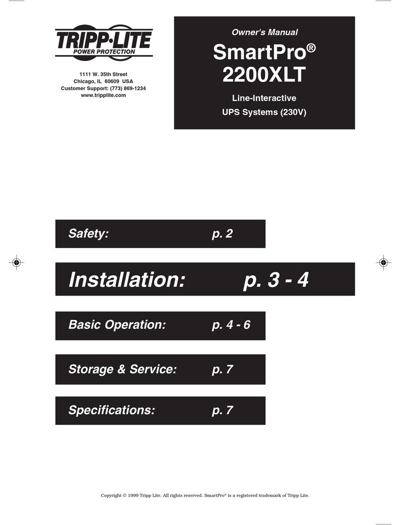Tripp Lite SmartPro 2200XLT User manual