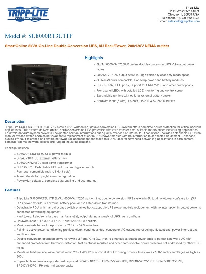 Tripp Lite SmartOnline SU8000RT3U1TF Specifications