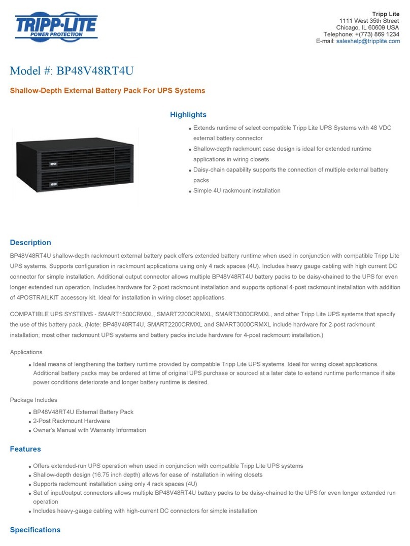 Tripp Lite Shallow-Depth External Battery Pack... User manual
