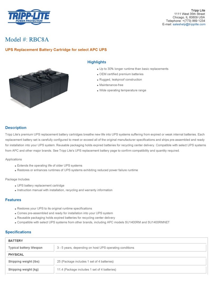 Tripp Lite RBC8A Specification sheet