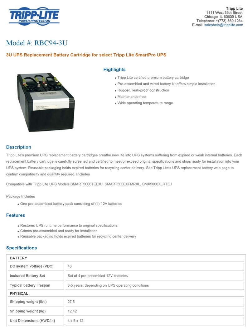 Tripp Lite RBC94-3U Specification sheet