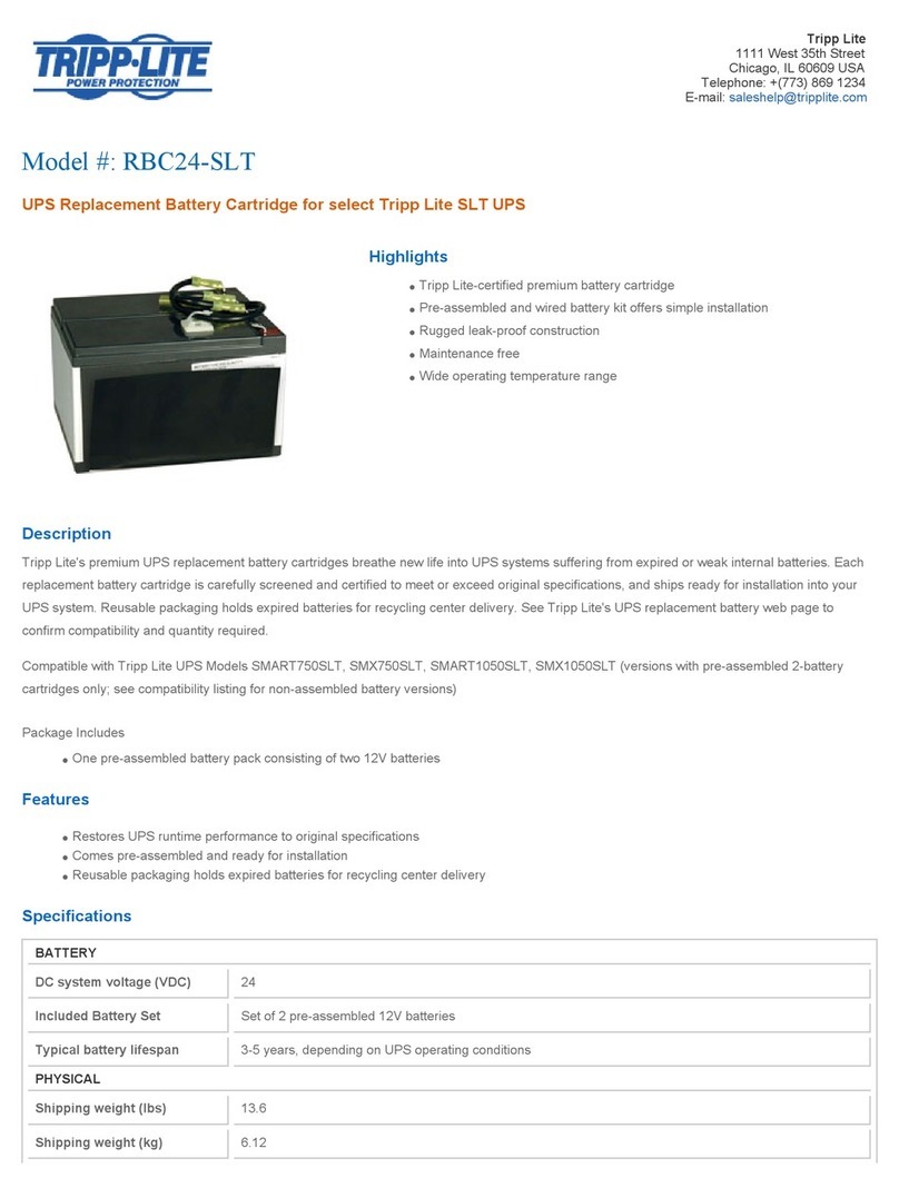 Tripp Lite RBC24-SLT Specification sheet