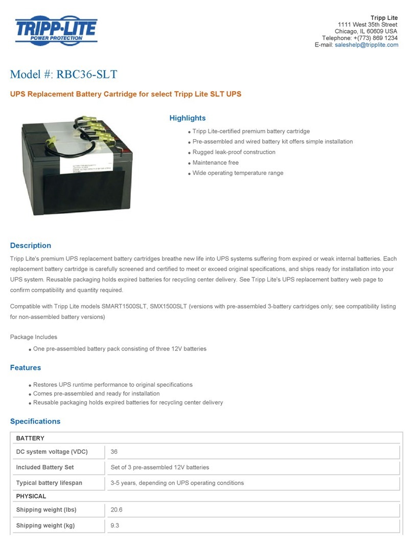 Tripp Lite RBC36-SLT Specification sheet